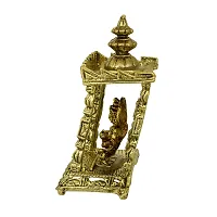 Memoir Gold Plated Brass, Antique Finish, Saraswati Temple Stand, Home Decor Show Piece, Hindu God Idol Stand-thumb2