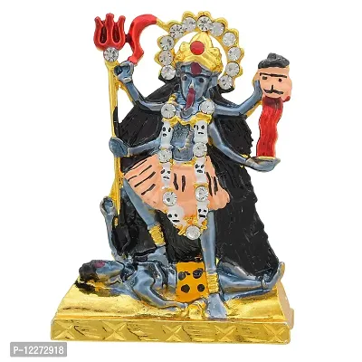 Memoir Brass Colourful Maa Kaali, Chandi MATA Stand, Idol Home Decor Hindu god Idol