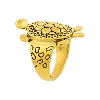 Memoir Vastu Jewellery Feng Shui Brass Antique Goldplated Turtle Kachua Tortoise Finger Ring for Women (ORNI8168)-thumb2