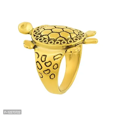 Memoir Vastu Jewellery Feng Shui Brass Antique Goldplated Turtle Kachua Tortoise Finger Ring for Women (ORNI8168)-thumb3