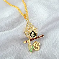 Memoir Brass Goldplated American Diamond Murli-Krishna Pendant Hindu Locket Spiritual Jewellery Fashion Pendant Men Women (PCJK2982)-thumb3