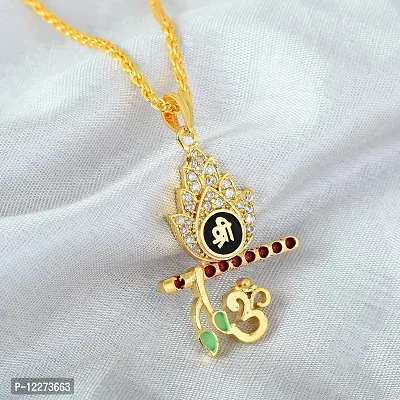 Memoir Brass Goldplated American Diamond Murli-Krishna Pendant Hindu Locket Spiritual Jewellery Fashion Pendant Men Women (PCJK2982)-thumb4