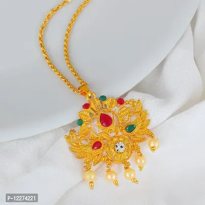 Memoir Brass Gold plated Handmade Raj-gharana Stylish Traditional pendant Women Jewellery Latest (PCKL0620)-thumb4
