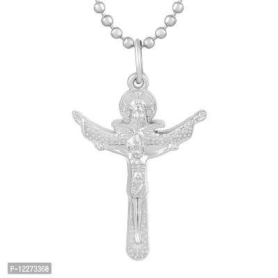Memoir Brass Silverplated Arrow Cross Jesus flying to Heaven Cross Pendant Crucifix Christ Cross Pendant Jewellery Chrisitian Spiritual (PCKL7717)