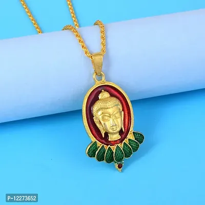 Memoir Brass Goldplated Red Halo Lord Buddha Pendant Men Jewellery Women pendant (PCOM4425)-thumb4