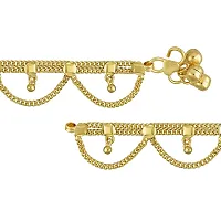 Memoir Gold Plated Brass, Jhalar/Eye Shaped Design, Traditional Payal, Pajeb, Anklet Women Ethnic(AKSV1471-N)-thumb3