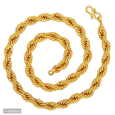 Memoir 1 Micron Real Gold plated Brass 8.50mm, 105Gms Super thick  heavy, 24 Inch Chain Necklace for Men Women-thumb2