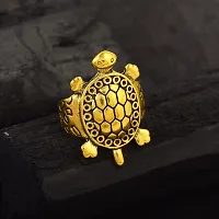 Memoir Vastu Jewellery Feng Shui Brass Antique Goldplated Turtle Kachua Tortoise Finger Ring for Women (ORNI8168)-thumb3