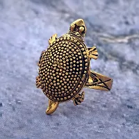 Memoir Gold plated Brass Black dotted Back, Vaastu Fengshui Kachua Tortoise Fashion finger ring Good luck Men Women-thumb3