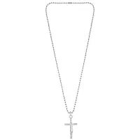 Memoir Brass Silver Rhodium Plated Jesus Crucifix Jesus Cross Pendant Jewellery Chrisitian Spiritual (PCKL7714)-thumb1