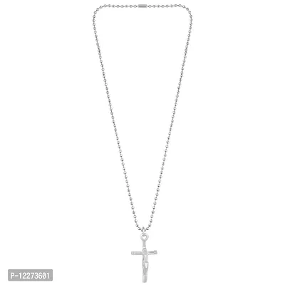 Memoir Brass Silver Rhodium Plated Jesus Crucifix Jesus Cross Pendant Jewellery Chrisitian Spiritual (PCKL7714)-thumb2