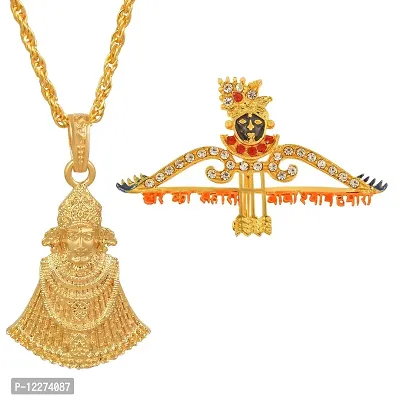 Buy Memoir Brass Goldplated Combo of Khatu Shyam chain pendant Brooch Hindu  God Temple Jewellery Men Women (PCKL0921) Online In India At Discounted  Prices