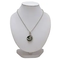 Memoir Silver plated Green enamel Allah word swivel coin chain pendant locket necklace jewellery for men and women-thumb2