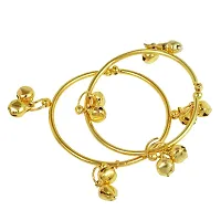 Memoir Gold Plated Plain Simple ghungroo Adorned, Expandable Free Size Nazariya for New Borns (0-3yrs)-thumb1