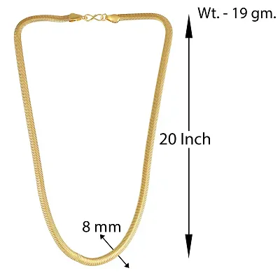 Memoir 24KT Gold plated Snake design flat chain necklace for Men