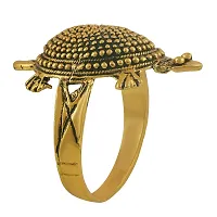 Memoir Gold plated Brass Black dotted Back, Vaastu Fengshui Kachua Tortoise Fashion finger ring Good luck Men Women-thumb2