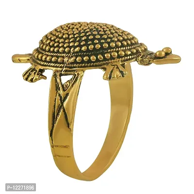 Memoir Gold plated Brass Black dotted Back, Vaastu Fengshui Kachua Tortoise Fashion finger ring Good luck Men Women-thumb3