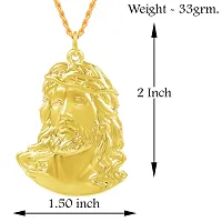 Memoir Brass Goldplated Jesus Christ Face Chain pendant Christian Jewellery necklace Catholic (PCMC4966-GOLD)-thumb2