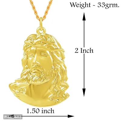 Memoir Brass Goldplated Jesus Christ Face Chain pendant Christian Jewellery necklace Catholic (PCMC4966-GOLD)-thumb3