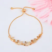 Memoir Brass Goldplated Austrian Diamonds Swan Shaped Fashion Bracelet Women Girls (BLHR7810)-thumb3