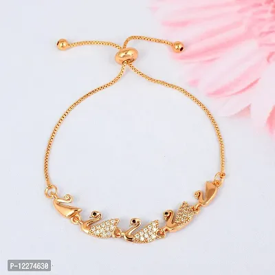 Memoir Brass Goldplated Austrian Diamonds Swan Shaped Fashion Bracelet Women Girls (BLHR7810)-thumb4