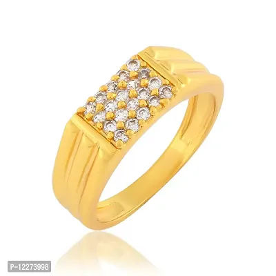 Memoir Brass Goldplated Imitation Dimaond Luxe Fashion Stylish Wedding Jewellery Fingerring Men (ORSV1703)-thumb0