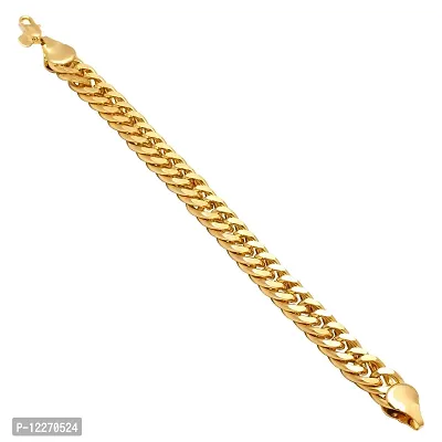 Memoir Gold plated Brass Interlinked 50Gms heavy silky smooth Bracelet for Men Women Men jewellery-thumb2