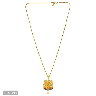 Memoir Brass Gold plated Handmade Lakshmi pendant Temple Jewellery Hindu Festive jewellery pendant Women (PCKL0619)-thumb2