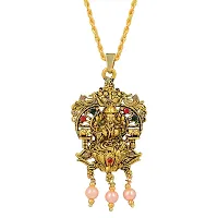 Memoir Brass Gold plated Padmasan Lakshmi pendant Temple Jewellery Hindu Festive jewellery pendant Women (PCKL0621)-thumb2