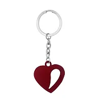 Memoir Brass Maroon Coated, CZ Heartshape missing half heart design, Stylish Fashion keyring for Men Women-thumb1