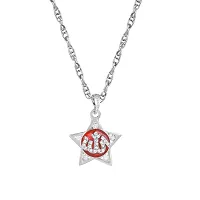 Memoir Brass Silverplated Red Enamel Starshape CZ Allah Word Muslim Pendant Islamic Jewellery (PCKL7698)-thumb1