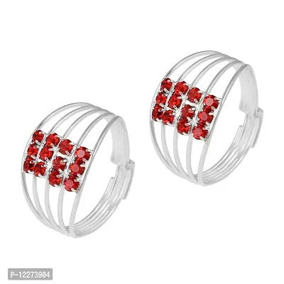 Memoir Silverplated Red CZ Multi-strand Fashion Big Toering Women Bichiya (TRRM6606)-thumb0