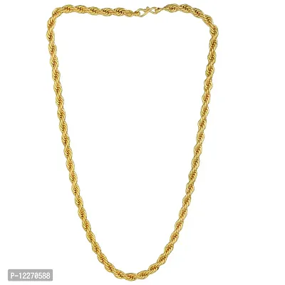 Memoir 24kt, Yellow Gold plated, 20 Inch, 6mm thick, 32 Gms, Rope design, thick necklace chain Men women Fashion stylish-thumb3