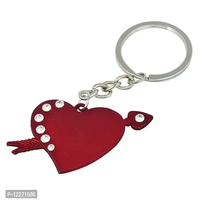 Memoir Brass Maroon Coated, CZ Heartshape with Arrow design, Cupid's Stylish Fashion keyring for Men Women-thumb2