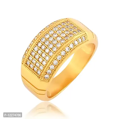 Memoir Brass Goldplated American Diamonds Stylish Rich Look Fashion Fingerring Men Enagagement Jewellery Wedding Men (ORHR7822)-thumb0