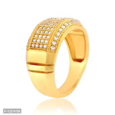 Memoir Brass Goldplated American Diamonds Stylish Rich Look Fashion Fingerring Men Enagagement Jewellery Wedding Men (ORHR7822)-thumb3