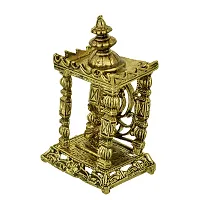 Memoir Gold Plated Brass, Antique Finish, Saraswati Temple Stand, Home Decor Show Piece, Hindu God Idol Stand-thumb1