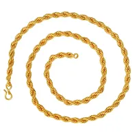 Memoir 24kt, Yellow Gold plated, 20 Inch, 6mm thick, 32 Gms, Rope design, thick necklace chain Men women Fashion stylish-thumb1