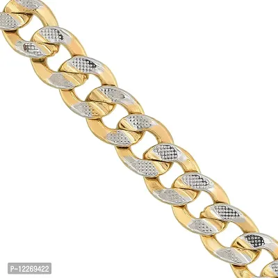 Memoir Gold plated Dual Gold and Silver tone,grooved link Fashion Bracelet Men Women Stylish-thumb2