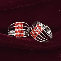 Memoir Silverplated Red CZ Multi-strand Fashion Big Toering Women Bichiya (TRRM6606)-thumb3