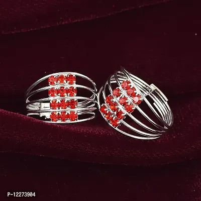 Memoir Silverplated Red CZ Multi-strand Fashion Big Toering Women Bichiya (TRRM6606)-thumb4