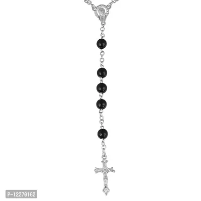 Memoir Onyx 8mm Bead Christian Rosary bead Mala necklace Catholic Jewellery (34 Inches)-thumb2