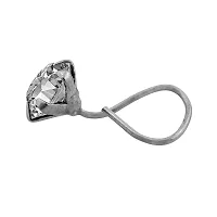 Memoir Silver plated Brass, Single Solitaire look, Swiss Cubic Zirconia (CZ) Nose pin Women Girls-thumb1