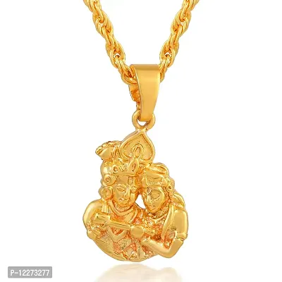 Memoir Goldplated Brass Radha Krishna Pendant Hindu Temple Jewellery (PCAN2429)