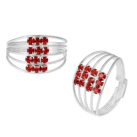 Memoir Silverplated Red CZ Multi-strand Fashion Big Toering Women Bichiya (TRRM6606)-thumb2