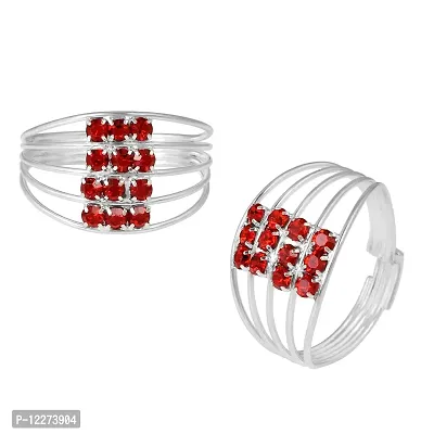 Memoir Silverplated Red CZ Multi-strand Fashion Big Toering Women Bichiya (TRRM6606)-thumb3