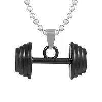 Memoir Stainless Steel Dumbell Pendant Gym Jewellery Men Women (PCAJ3018)-thumb2