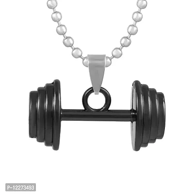 Memoir Stainless Steel Dumbell Pendant Gym Jewellery Men Women (PCAJ3018)-thumb3