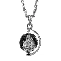 Memoir Oxidized Silver Plated round coin shape shirdi sai baba spiritual ethnic pendant jewelry for men and women-thumb2