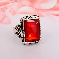 Memoir Brass Antique Oxidised Silverplated Faux Ruby finger ring Men Fashion jewellery Latest Stylish (ORMI5754-thumb4